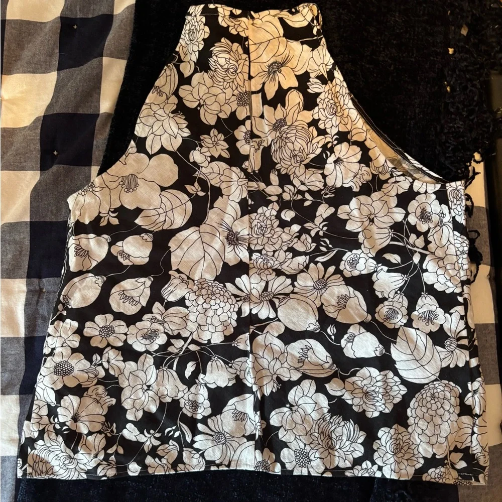 J. Crew Black and White Floral Halter Camisole